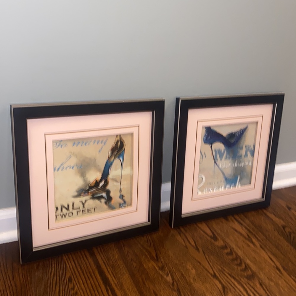 Designer luxury Heel  Wall Art with Black frames 2 art pieces